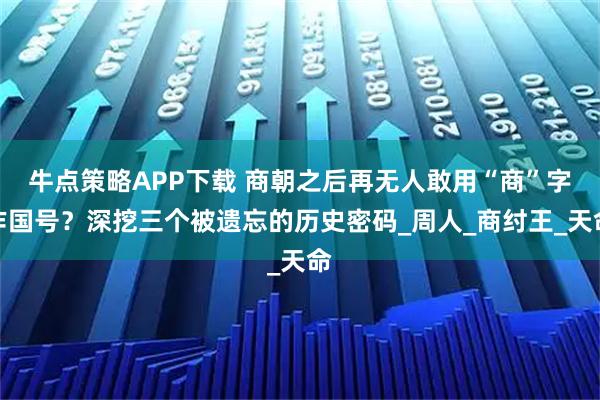 牛点策略APP下载 商朝之后再无人敢用“商”字作国号？深挖三个被遗忘的历史密码_周人_商纣王_天命